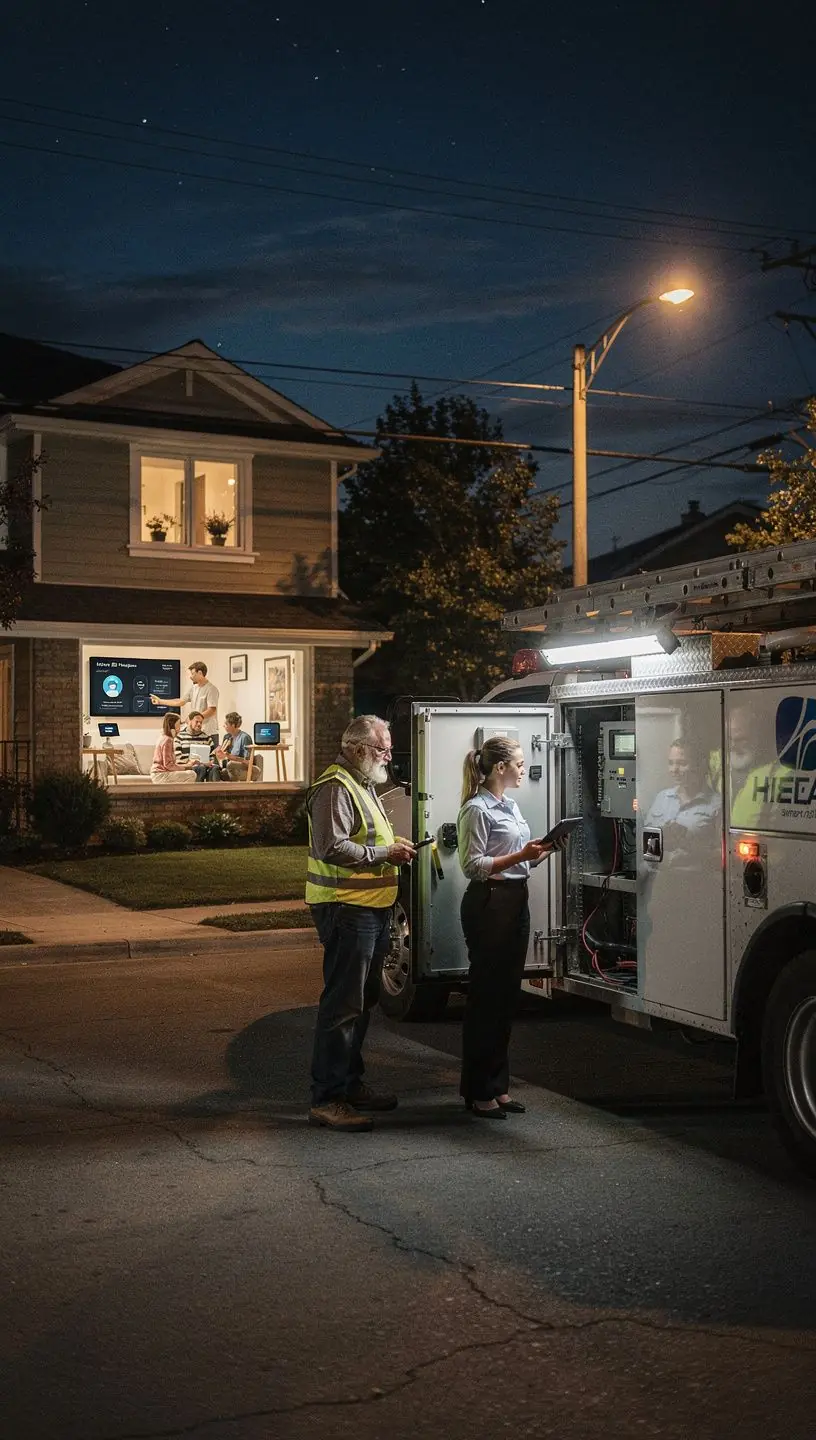 Technische Darstellung von intelligenten Systemen zur Überwachung des Energieverbrauchs.